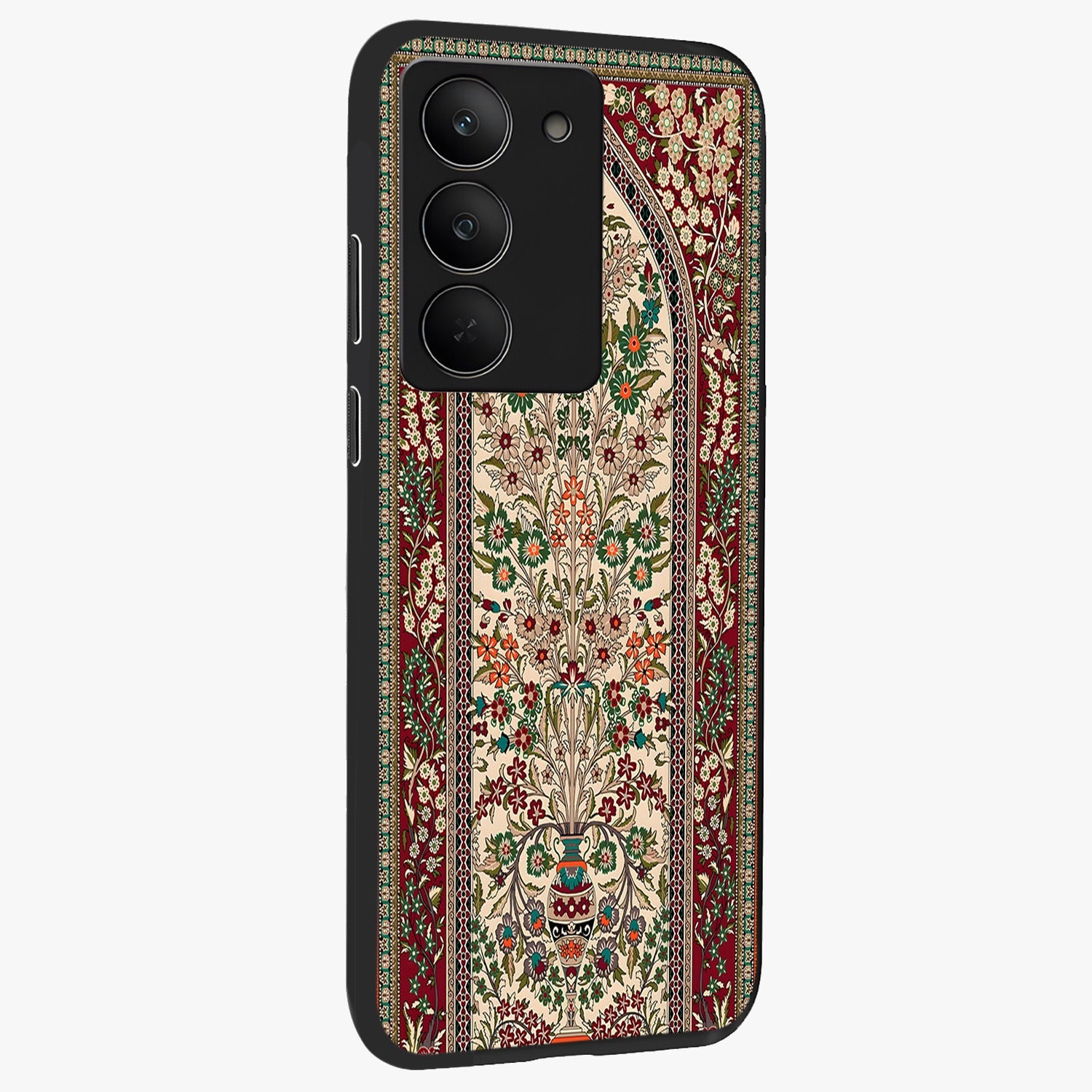 Persian Inspired Glass Case upright view showcasing decorative Persian artwork with rich heritage theme.