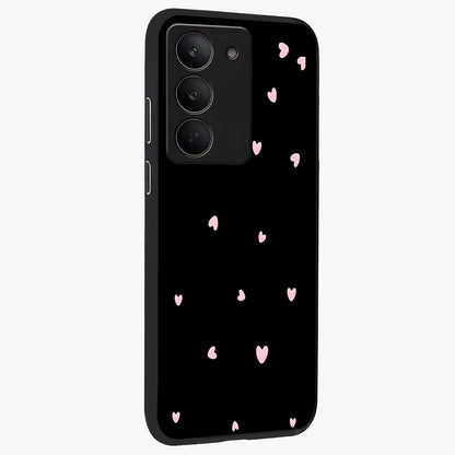 Pink Love Drops Glass Case upright view showcasing charming heart drop artwork with romantic playful theme.
