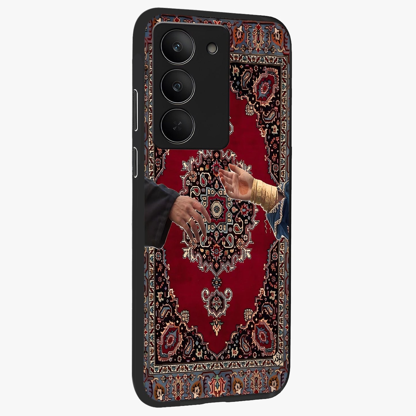 Royal Touch Reach Glass Case upright view showcasing stylish royal inspired artwork with graceful theme.