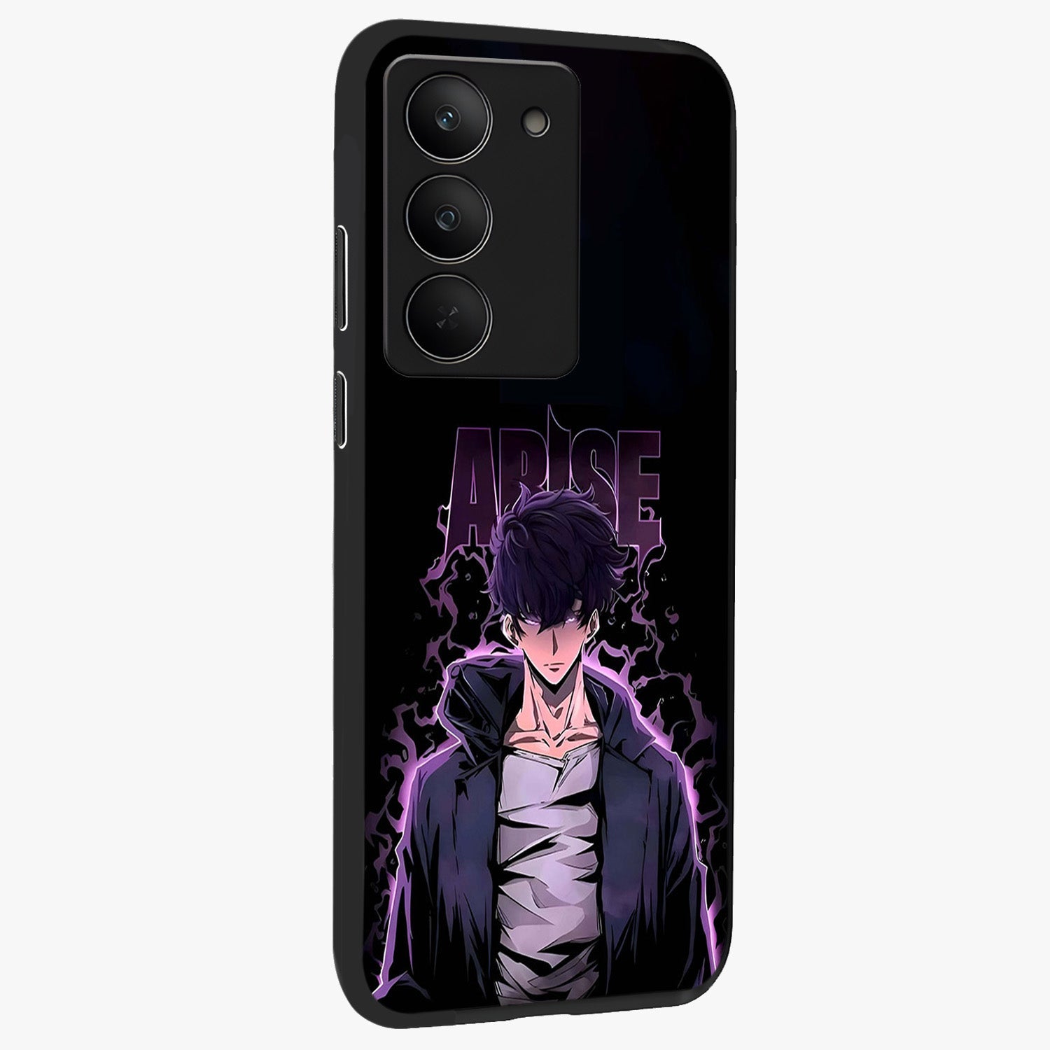 Shadow Monarch Awakening Glass Case upright view showcasing bold monarch artwork with mystical awakening theme.