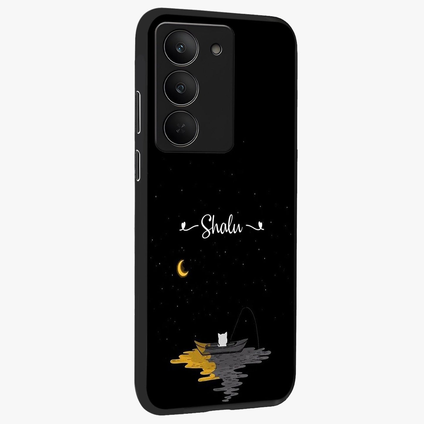 Silent Night Row Glass Case upright view showcasing tranquil night artwork with serene landscape theme.