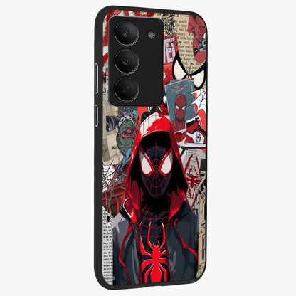 Spider Collage Street Glass Case upright view showcasing bold superhero artwork with urban street theme.