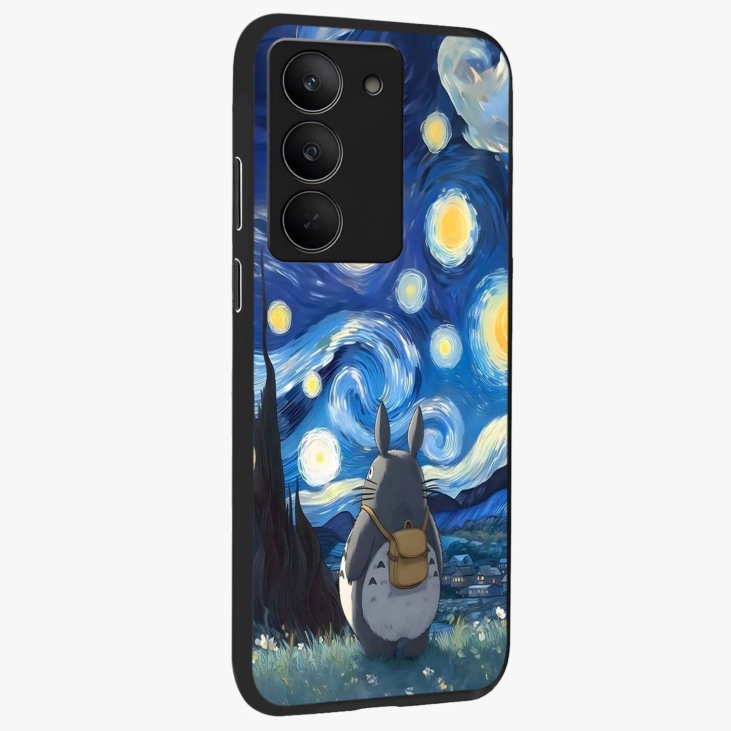 Totoro In Van Gogh Art Glass Case upright view showcasing creative character artwork with painterly artistic theme.