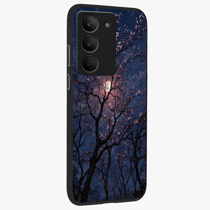 Twilight Sakura Serenade Glass Case upright view showcasing beautiful cherry blossom artwork with serene evening theme.