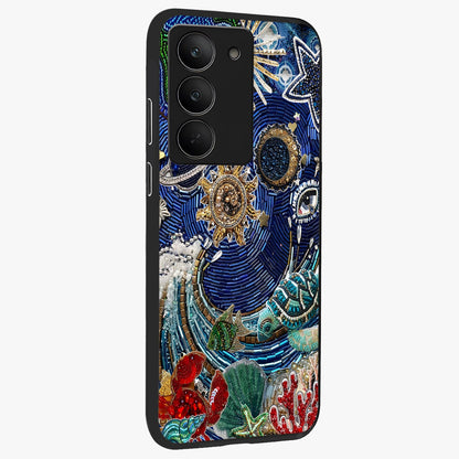 Universe Underwater Spark Glass Case upright view showcasing magical underwater galaxy artwork with vibrant cosmic theme.