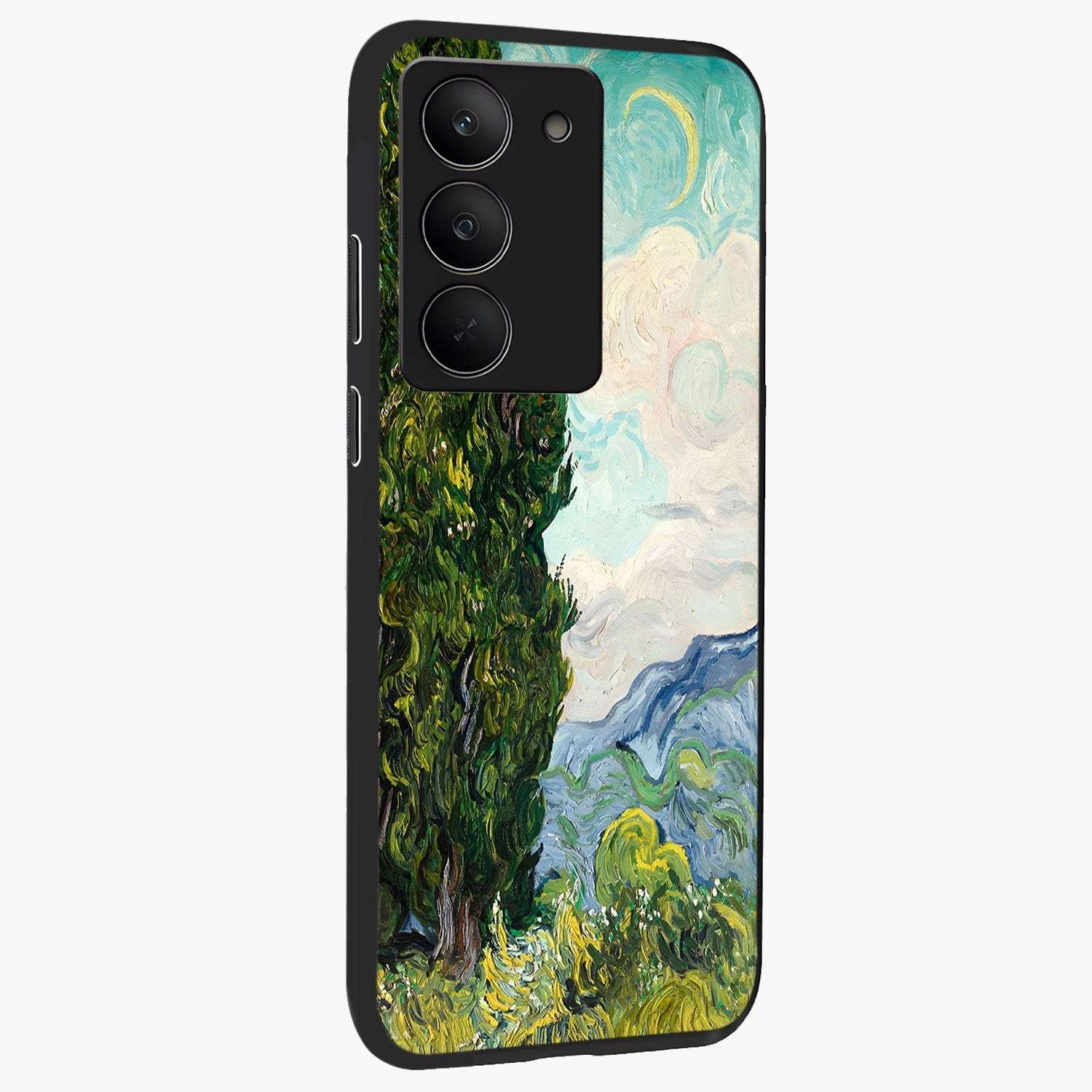 Van Gogh Vintage Art Glass Case upright view showcasing elegant vintage painting artwork with artistic heritage theme.