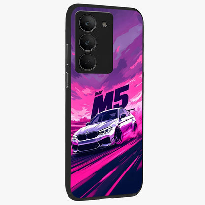 Velocity Drift Pulse Glass Case upright view showcasing powerful racing artwork with energetic motorsport theme.