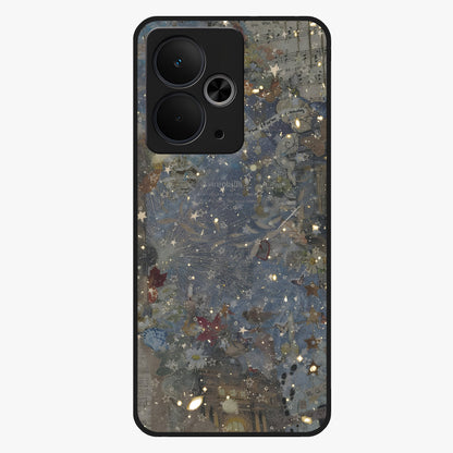 Aesthetic Astrolophia Glass Case showing flat back view with dreamy aesthetic design and glossy glass finish.