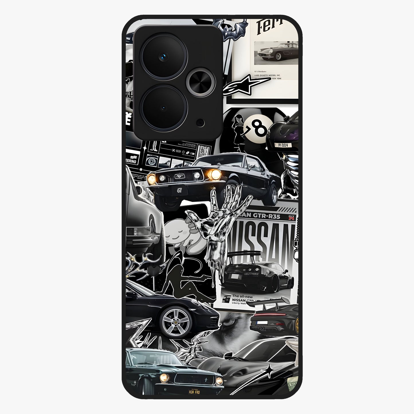 Aesthetic Dark Love Glass Case showing flat back view with dark romantic artwork and glossy glass finish.