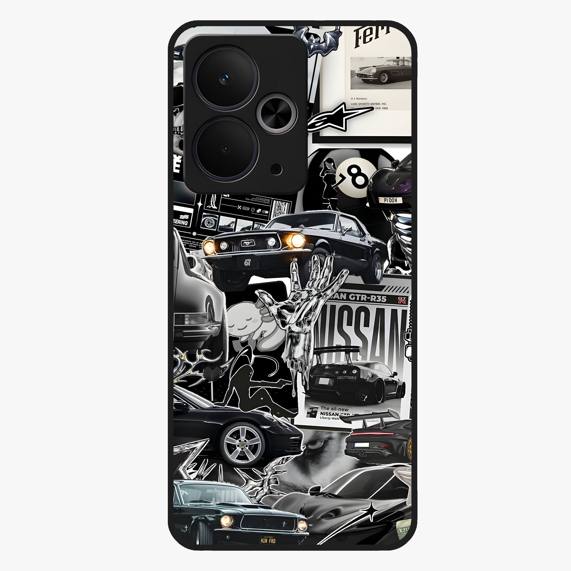 Aesthetic Dark Love Glass Case showing flat back view with dark romantic artwork and glossy glass finish.