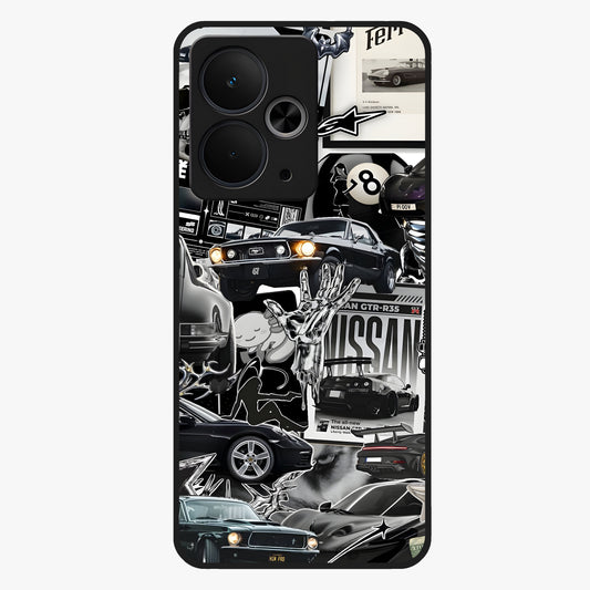 Aesthetic Dark Love Glass Case showing flat back view with dark romantic artwork and glossy glass finish.