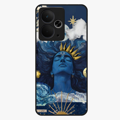 Aesthetic Lord Shiva Glass Case showing flat back view with divine Shiva artwork and glossy glass finish.