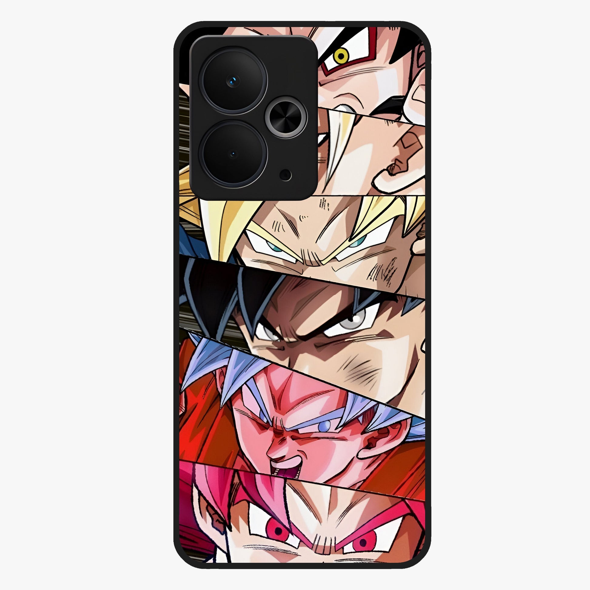 Anime Character Glass Case showing flat back view with vibrant anime artwork and glossy glass finish.