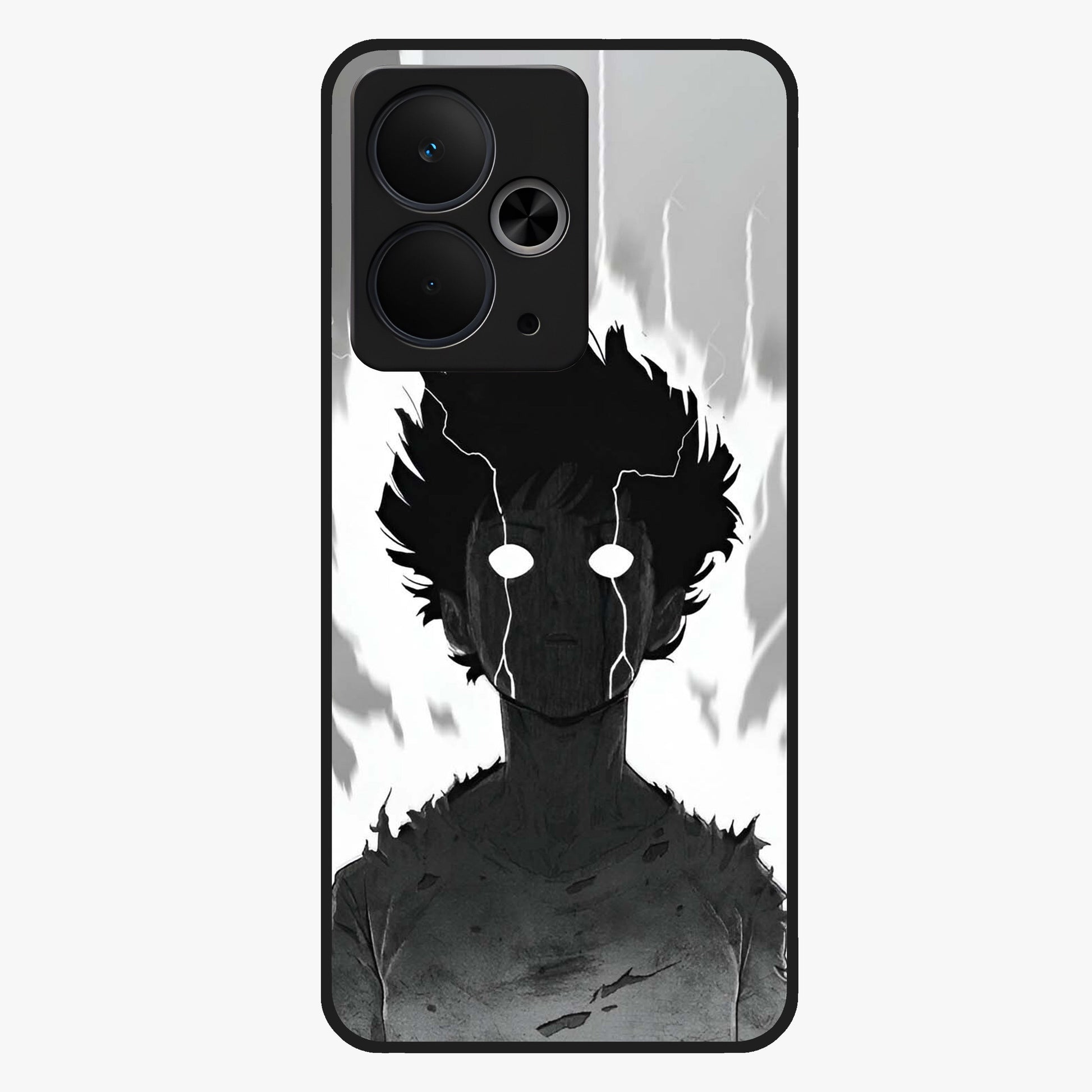Awakened Inner Rage Glass Case showing flat back view with intense artistic artwork and glossy glass finish.