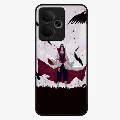 Crimson Crow Ascension Glass Case showing flat back view with mystical crow artwork and glossy glass finish.
