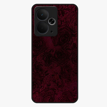 Crimson Fade Flow Glass Case showing flat back view with flowing crimson gradient artwork and glossy glass finish.
