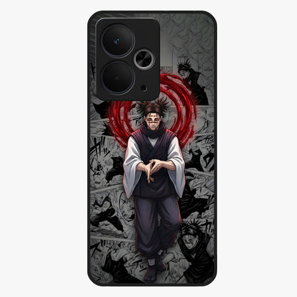 Cursed Ritual Ascension Glass Case showing flat back view with dark ritual themed artwork and glossy glass finish.