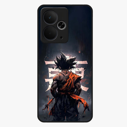Dark Warrior In Rain Glass Case showing flat back view with warrior artwork in rainy atmosphere and glossy glass finish.