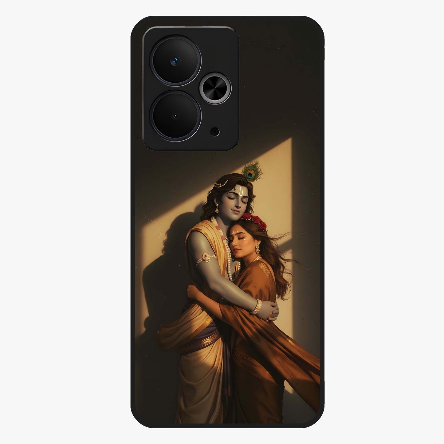 Divine Eternal Love Glass Case showing flat back view with spiritual love themed artwork and glossy glass finish.