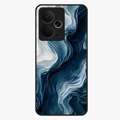 Ethereal Paper Marble Glass Case showing flat back view with soft marble paper texture artwork and glossy glass finish.