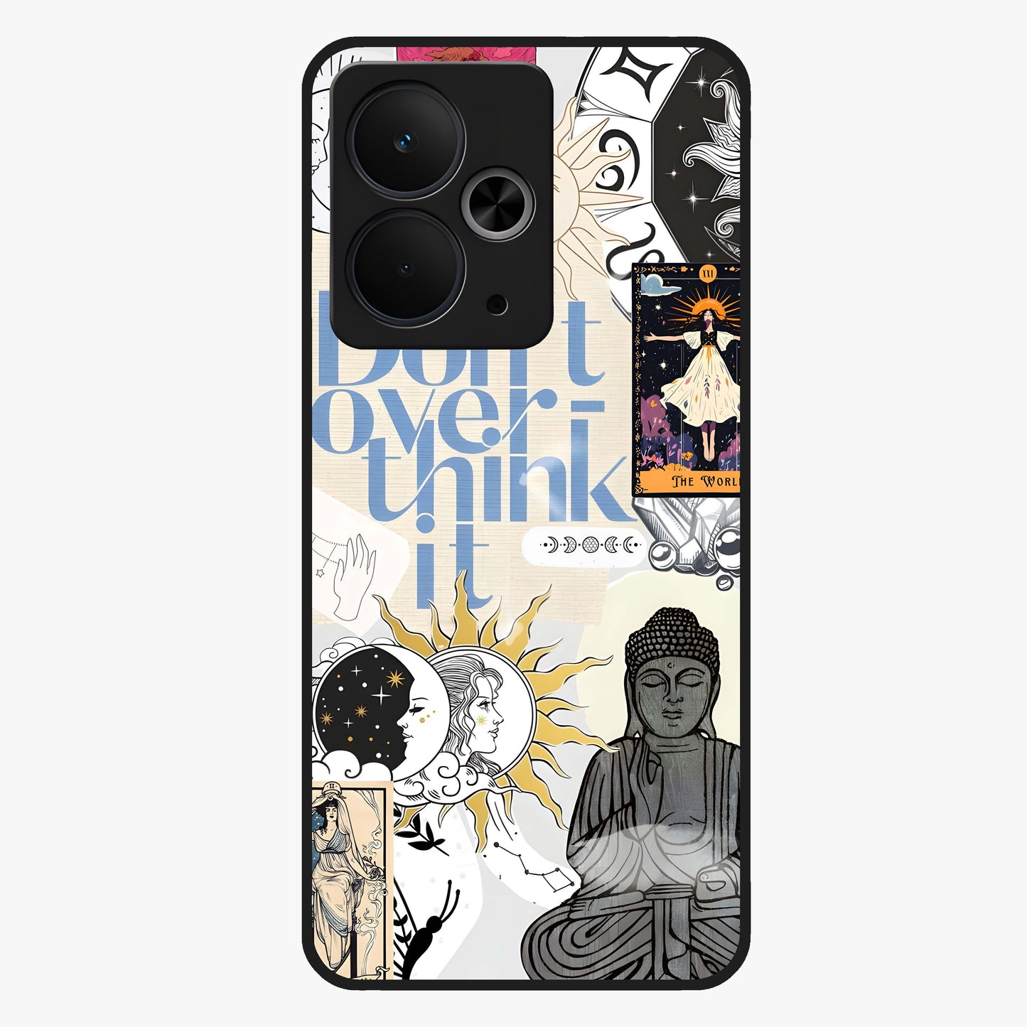 Ethereal Thoughts Glass Case showing flat back view with dreamy artistic artwork and glossy glass finish.
