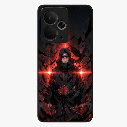 Focused Blade Discipline Glass Case showing flat back view with warrior sword themed artwork and glossy glass finish.