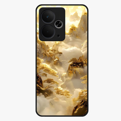 Gates Of Illumination Glass Case showing flat back view with mystical illuminated gate artwork and glossy glass finish.