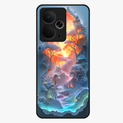 Glow Forest Portal Glass Case showing flat back view with glowing forest portal artwork and glossy glass finish.