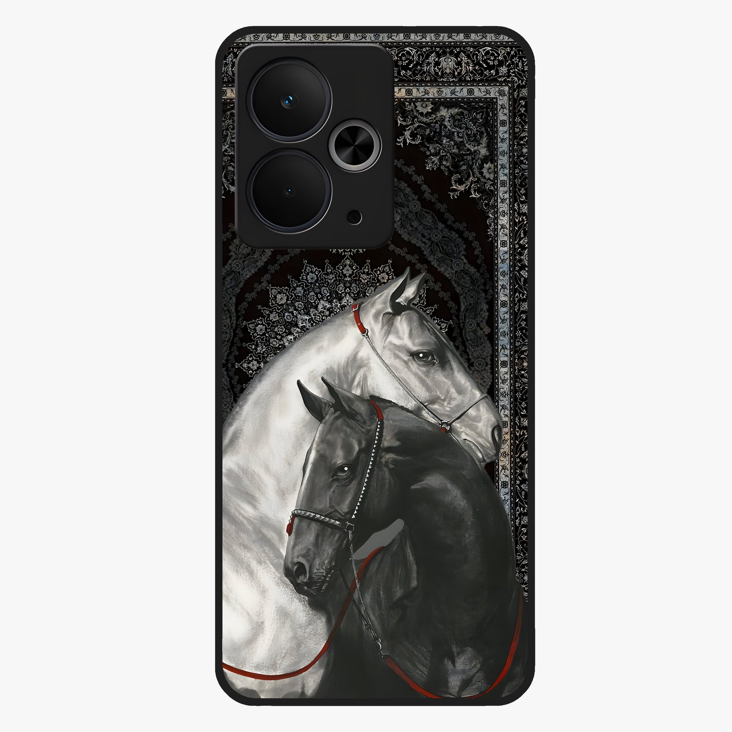 Majestic Ride Legacy Glass Case showing flat back view with powerful automotive inspired artwork and glossy glass finish.