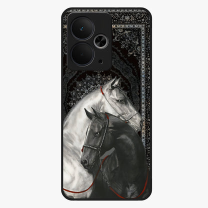 Majestic Ride Legacy Glass Case showing flat back view with powerful automotive inspired artwork and glossy glass finish.