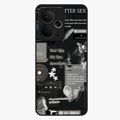 Midnight Love Echo Glass Case showing flat back view with romantic midnight themed artwork and glossy glass finish.