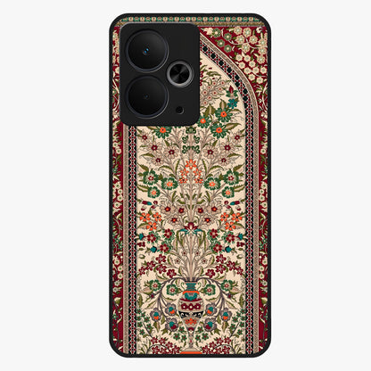 Persian Inspired Glass Case showing flat back view with ornate Persian style pattern artwork and glossy glass finish.