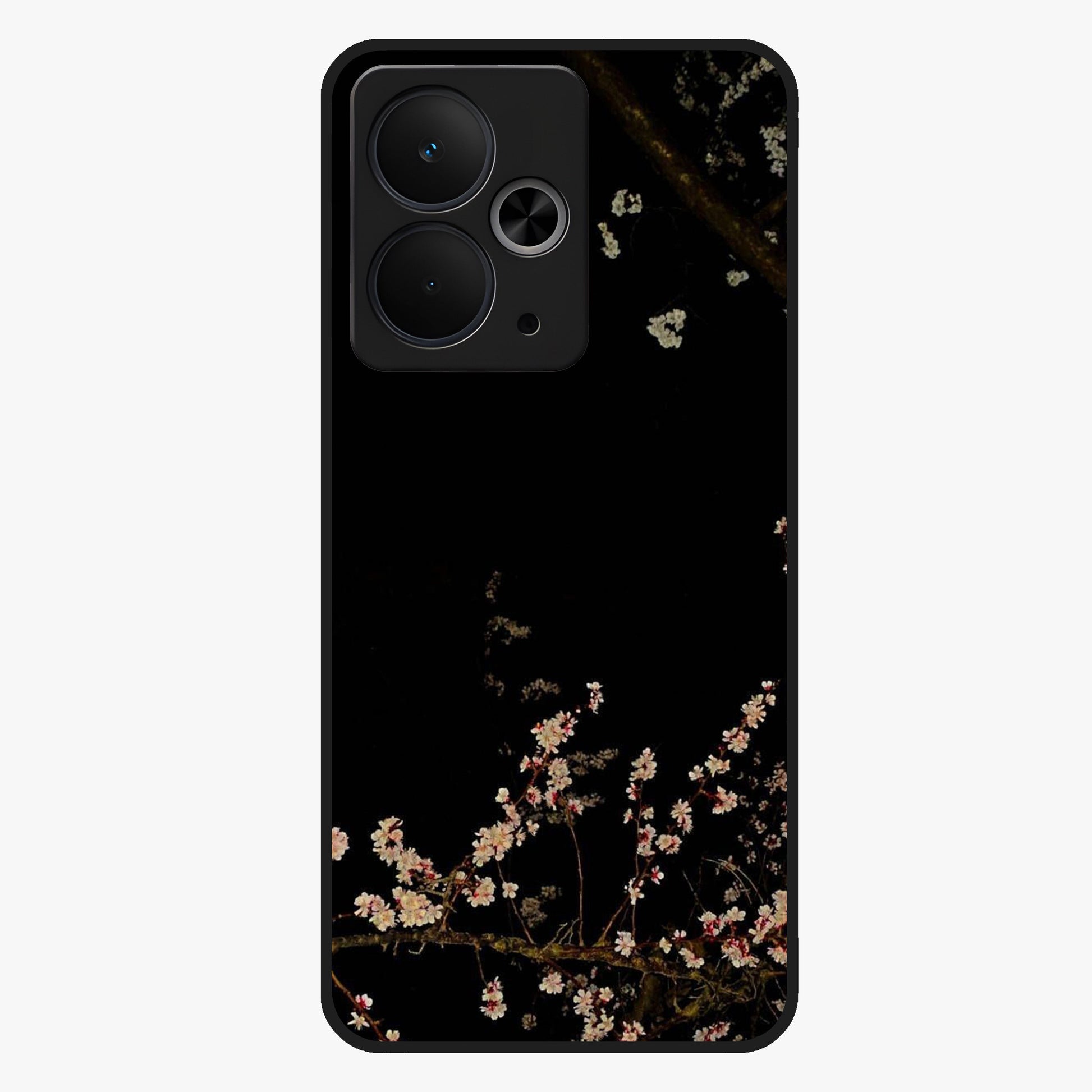 Petal Moon Light With Custom Name Glass Case showing flat back view with floral moonlight artwork and personalized name design.