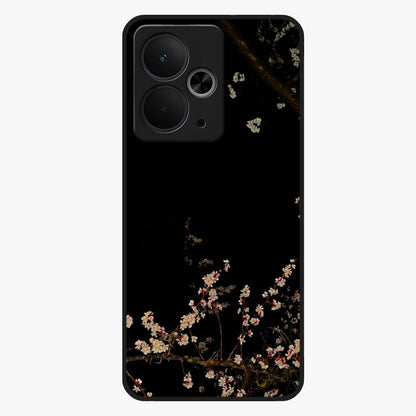 Petal Moon Light With Custom Name Glass Case showing flat back view with floral moonlight artwork and personalized name design.