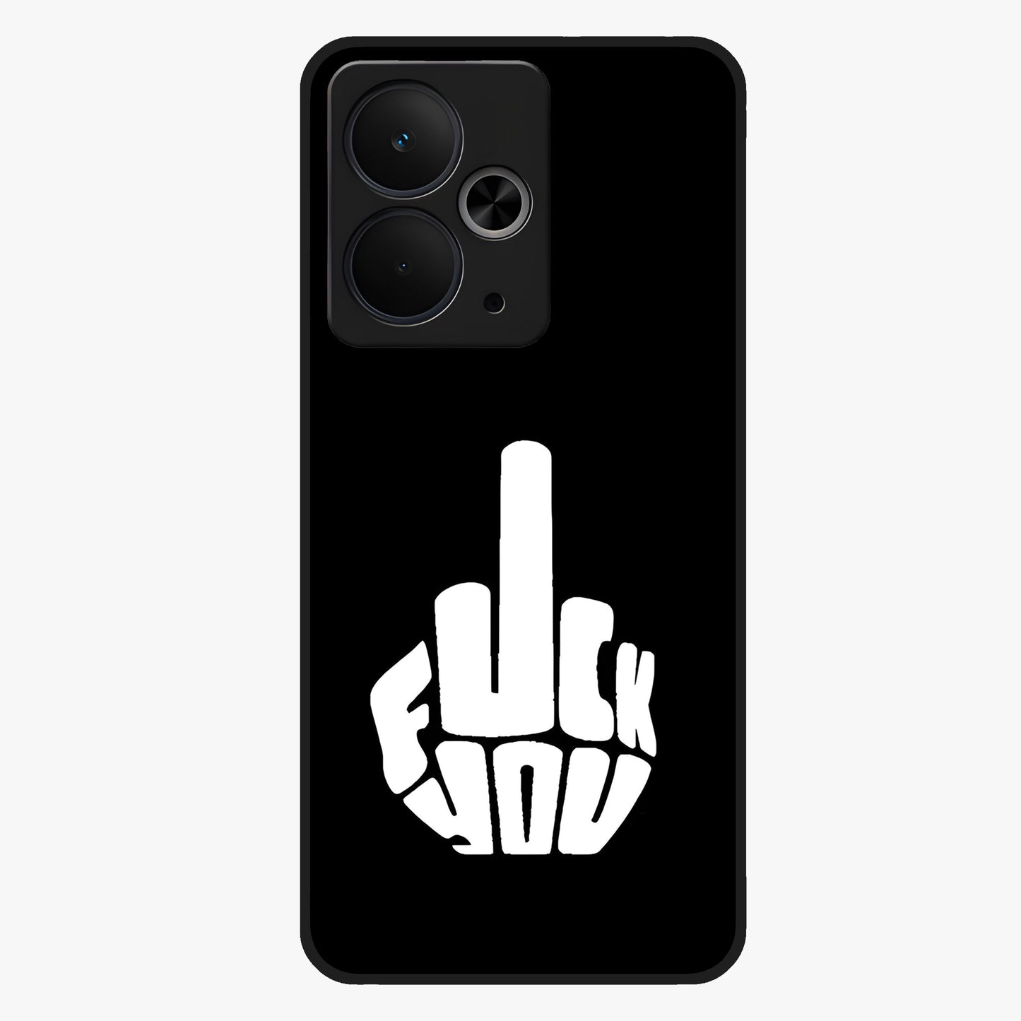 Rebel Mode On Glass Case showing flat back view with bold rebellious typography artwork and glossy glass finish.