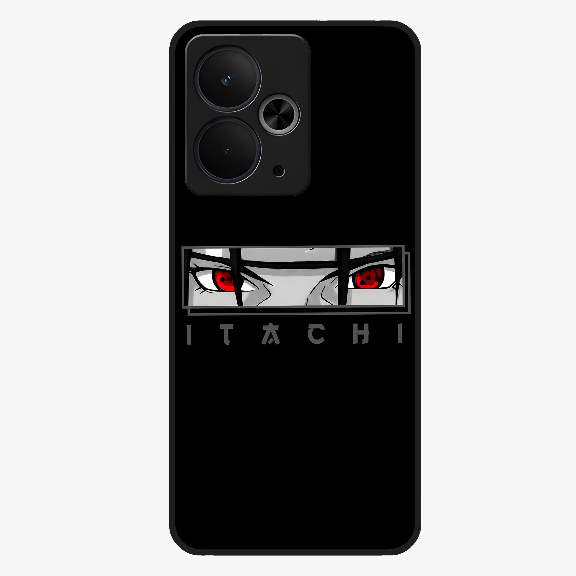 Scarlet Gaze Dominance Glass Case showing flat back view with striking red themed artwork and glossy glass finish.