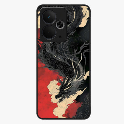 Shadow Dragon Fury Glass Case showing flat back view with fierce dragon artwork and glossy glass finish.