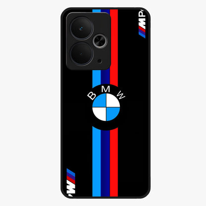 Turbo BMW Beast Glass Case showing flat back view with high performance sports car artwork and glossy glass finish.