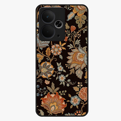 Vintage Floral Dream Glass Case showing flat back view with classic floral artwork and glossy glass finish.