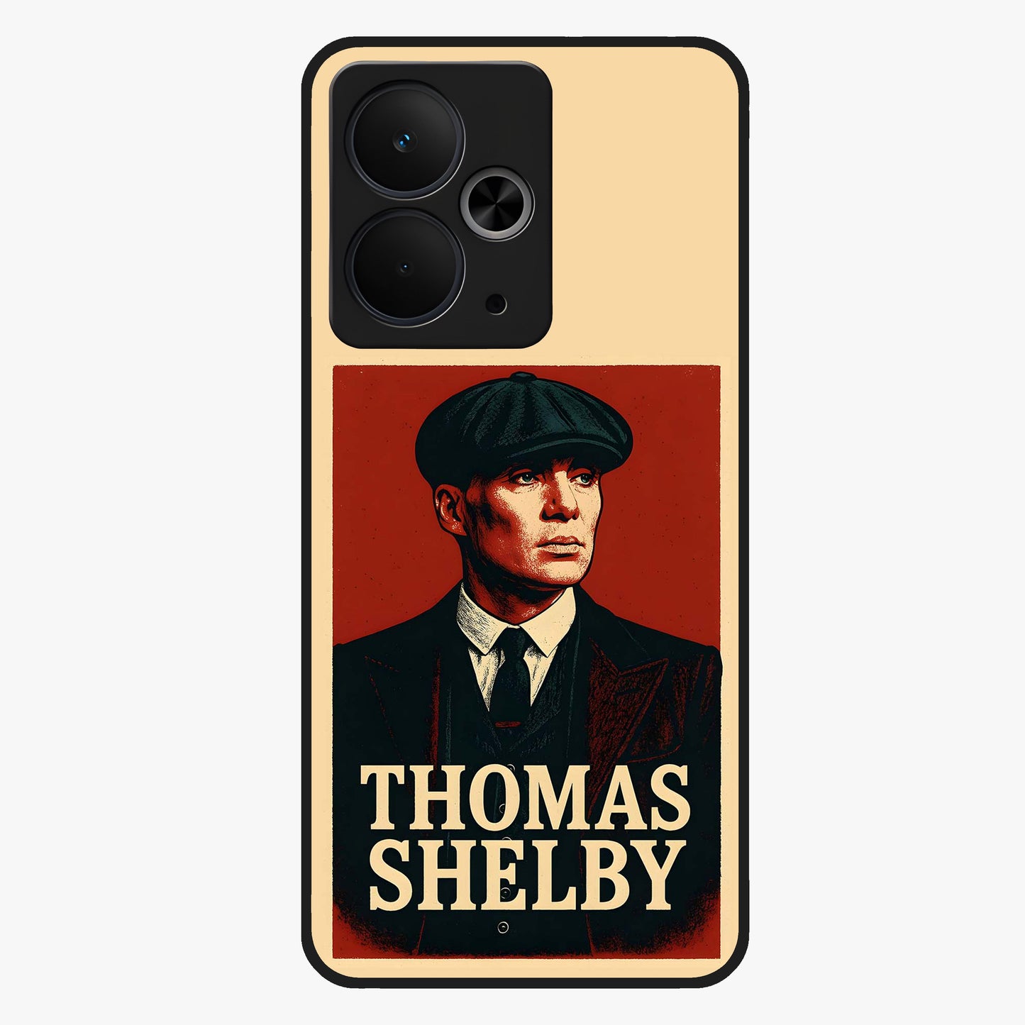 Vintage Mafia Authority Glass Case showing flat back view with bold vintage mafia inspired artwork and glossy glass finish.