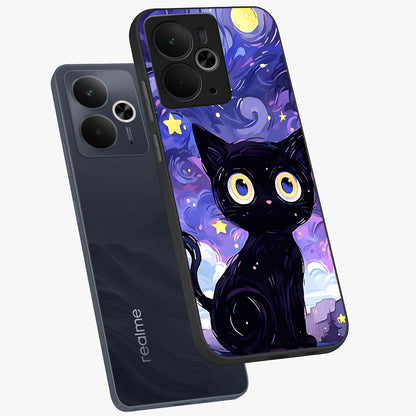 Abstract Cat Art Glass Case displayed in angled mockup highlighting modern abstract cat artwork and sleek glass surface.