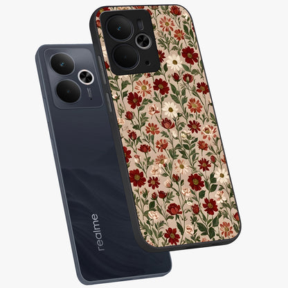 Biege Flower With Leaf Glass Case displayed in angled mockup highlighting minimal floral leaf design and elegant aesthetic.
