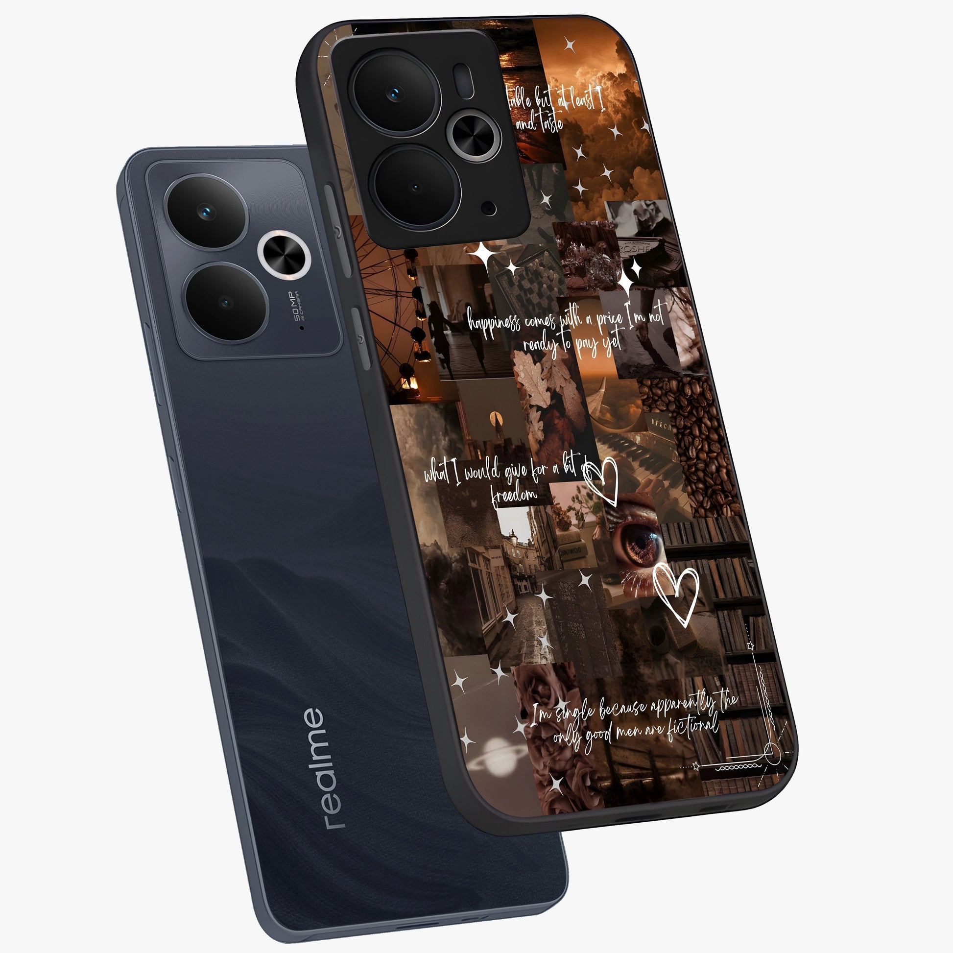 Bittersweet Aesthetic Chaos Glass Case displayed in angled mockup highlighting expressive abstract artwork and edgy aesthetic theme.
