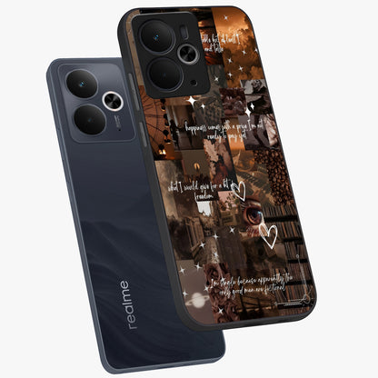 Bittersweet Aesthetic Chaos Glass Case displayed in angled mockup highlighting expressive abstract artwork and edgy aesthetic theme.
