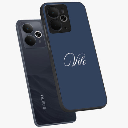 Blue Vintage Floral Pattern Glass Case showing flat back view with elegant vintage floral artwork and glossy glass finish.