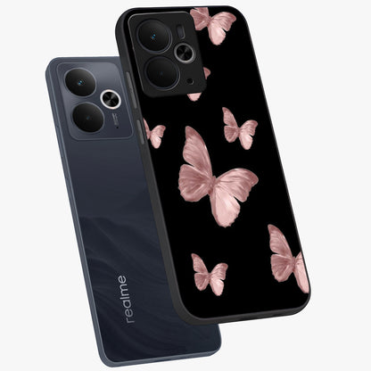 Butterfly Pattern Glass Case displayed in angled mockup highlighting delicate butterfly design and aesthetic pattern style.