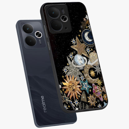 Cosmic Sparkle Dreams Glass Case displayed in angled mockup highlighting dreamy star sparkle design with celestial aesthetic.