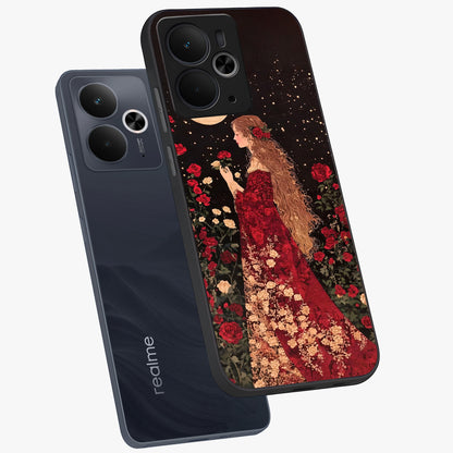 Crimson Dreams Glass Case displayed in angled mockup highlighting soft crimson aesthetic design with artistic theme.