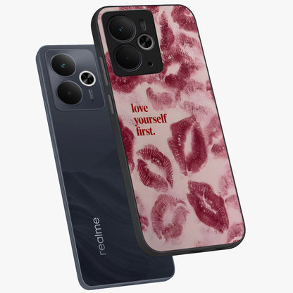 Crimson Kiss Love Glass Case displayed in angled mockup highlighting bold love inspired design with modern aesthetic style.