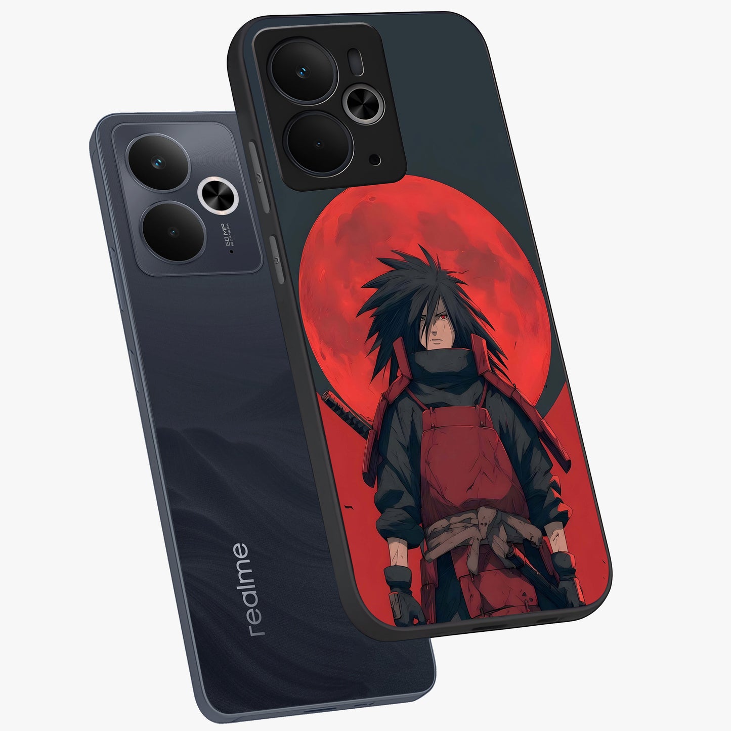 Crimson Moon Warlord Glass Case displayed in angled mockup highlighting dramatic crimson moon design with fantasy aesthetic.